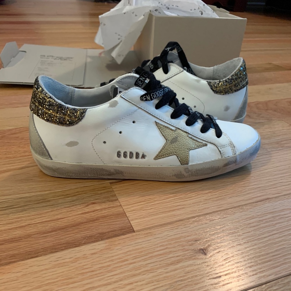 Golden goose superstar (white cocco glitter gold)